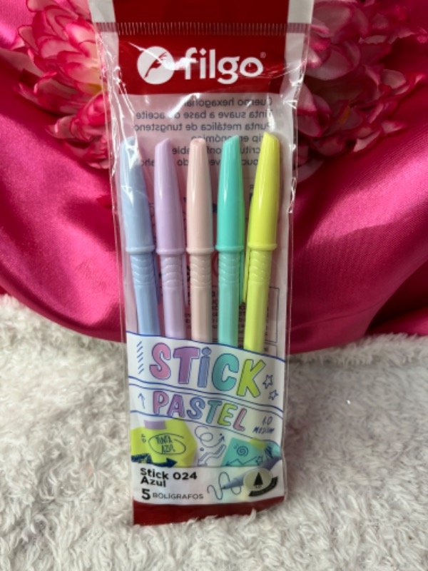 Producto - Biromes pasteles de tinta azul x 5 filgo