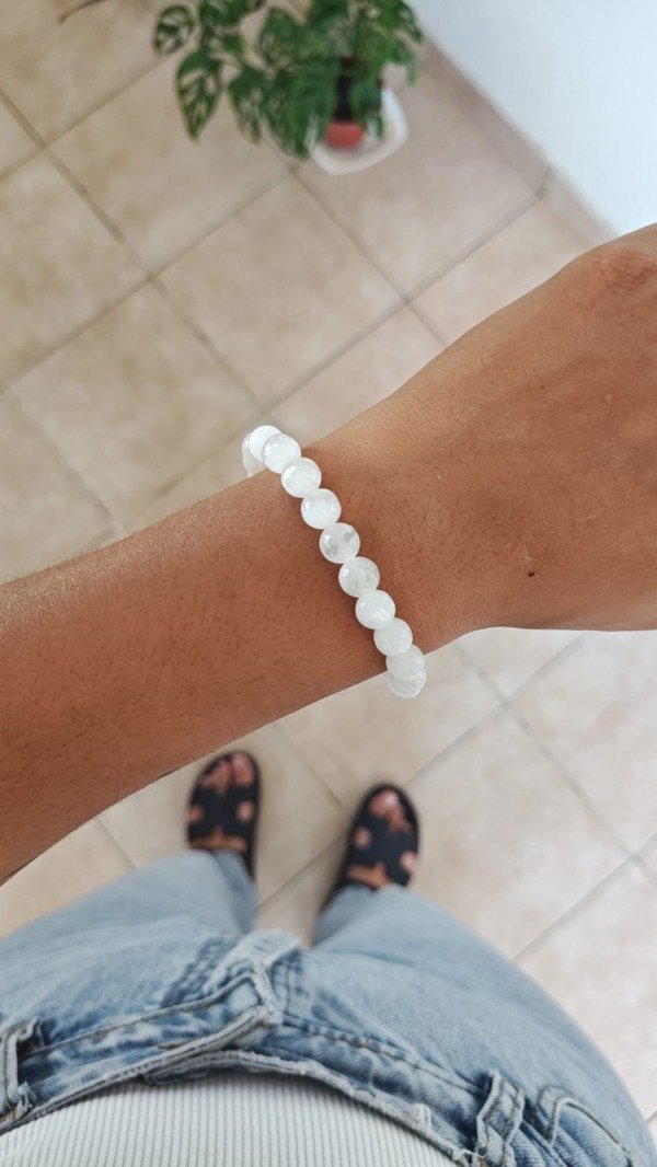 Producto - PULSERA ELÁSTICA SELENITA PULIDA. 8MM. PIEDRA NATURAL