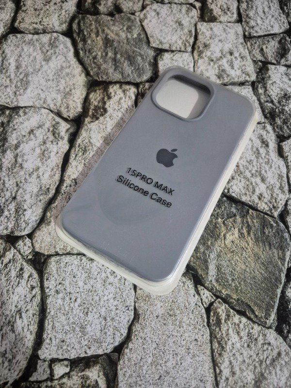 Producto - Funda silicone case con logo Iphone 15 Pro Max gris