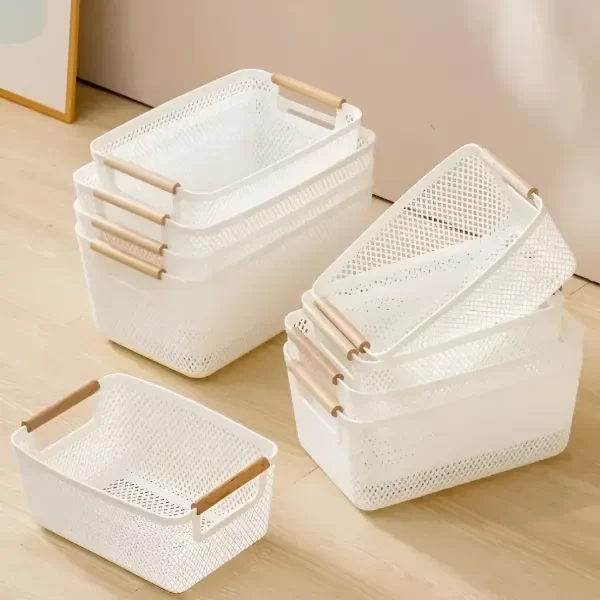 Producto - Canasto con manija de madera - MEDIANO