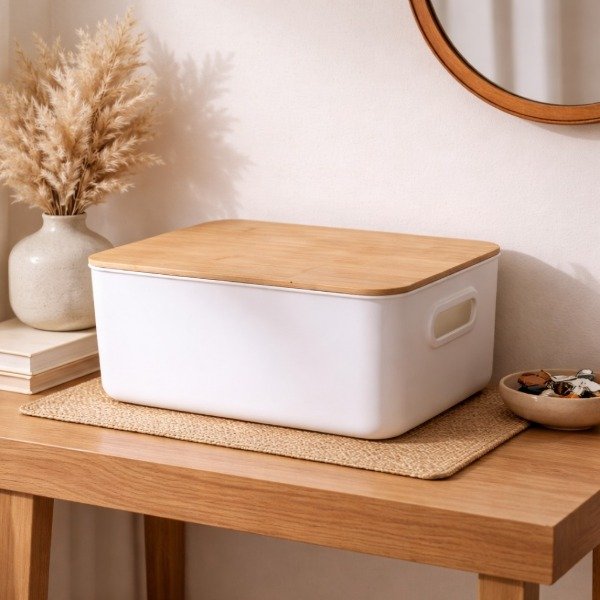 Producto - Cesto Multiuso con Tapa Madera Wooc Grande