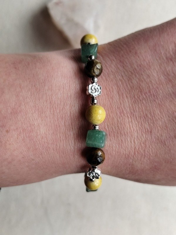 Producto - PULSERA AVENTURINA VERDE, JASPE MOKAITA Y OJO DE TIGRE - Prosperidad y confianza - 1