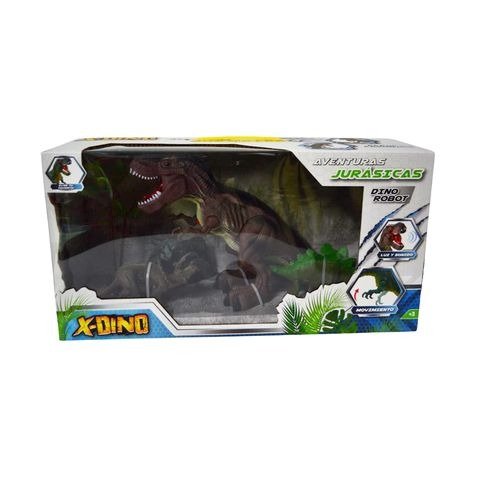 Producto - DINOSAURIO CON LUZ, SONIDO Y ACCESORIOS 39X20X12CM