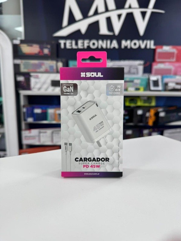 Producto - Cargador Viajero FC PD+USB 45W Cable Type-C a Type-C Soul CVJ-USBPD45T