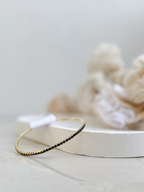 Producto - Pulsera Strass Solitaria Fantasía Dorado Negro