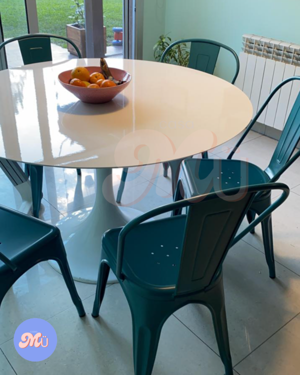 Producto - Mesa de Comedor TULIP 140 diam. BLANCA - Fibra de vidrio