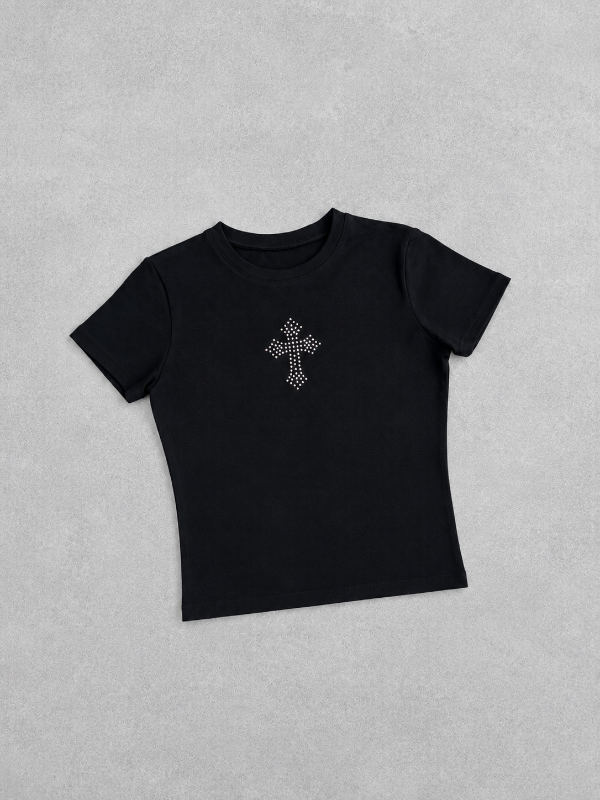 Producto - Baby tee cruz strass