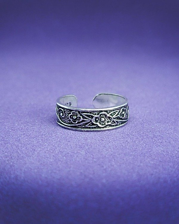 Producto - A 1041 - Anillo de Plata 925 - Falange - Ancho Labrado Flores