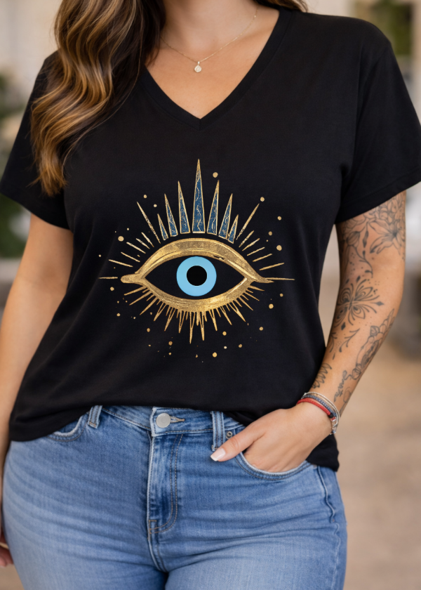 Producto - Remera de Algodon escote V Negro (434)