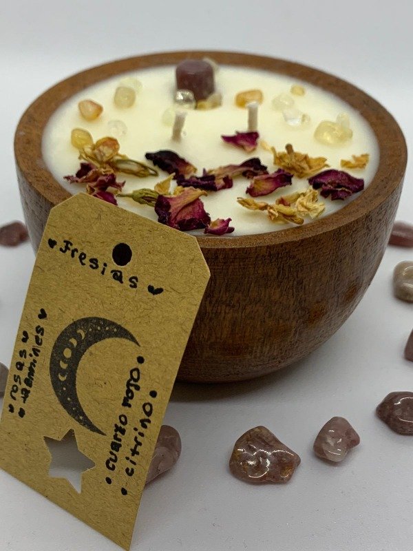 Producto - Vela aromática en cuenco de madera [Opción 3]