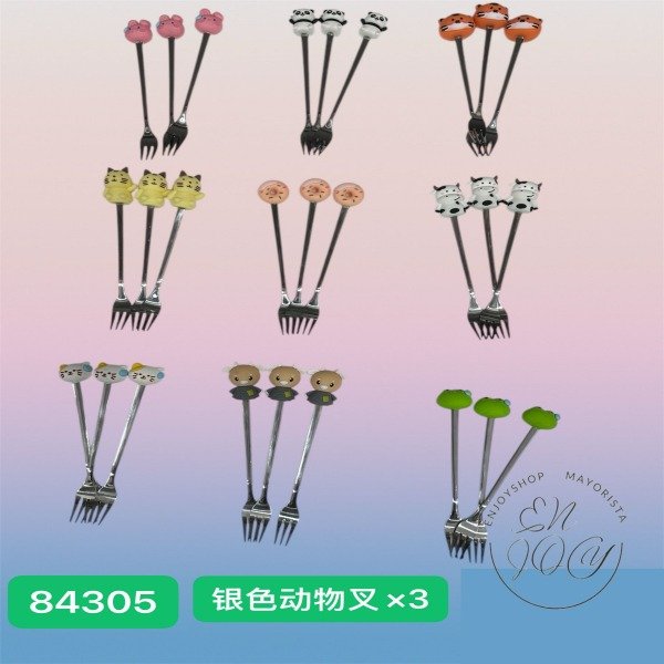 Producto - Pack X3 Tenedores Para Te Miel Café Postre Animalito Plateado 84305