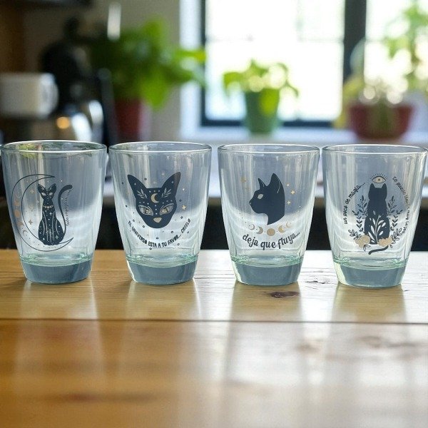 Producto - SET 4 VASOS PAMPA 400 ML VITRIFICADOS GATITOS EN CAJA