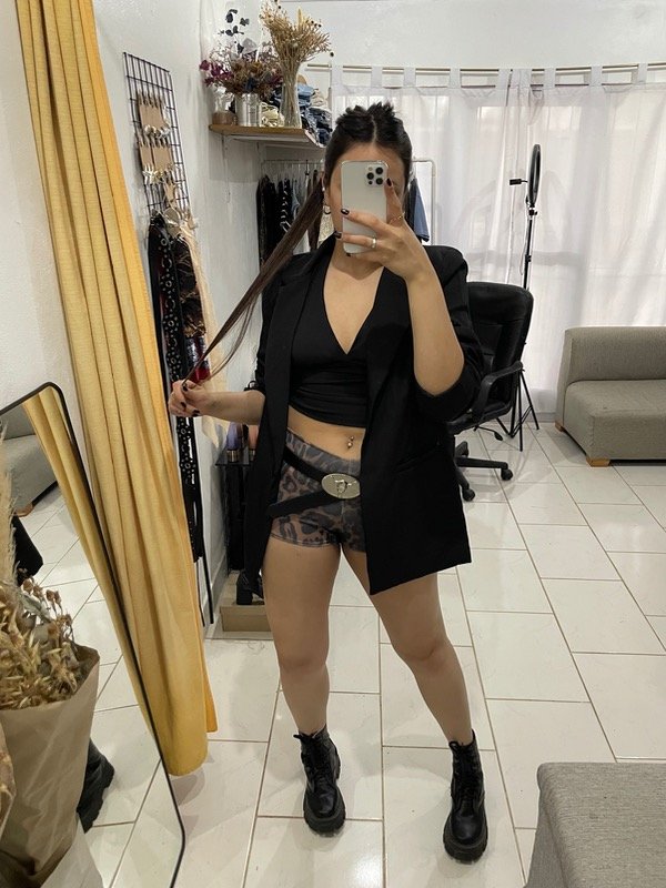 Producto - Short tiro bajo lycra print oscuro