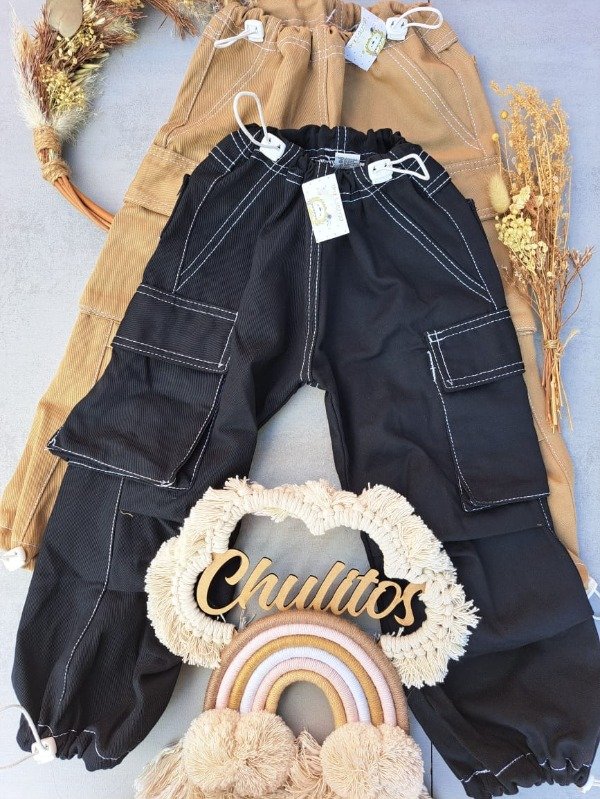 Producto - Jean gabardina cargo mostaza T8