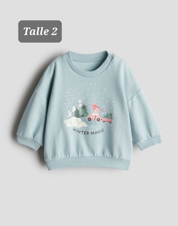 Buzo con friza HyM talle 2 celeste
