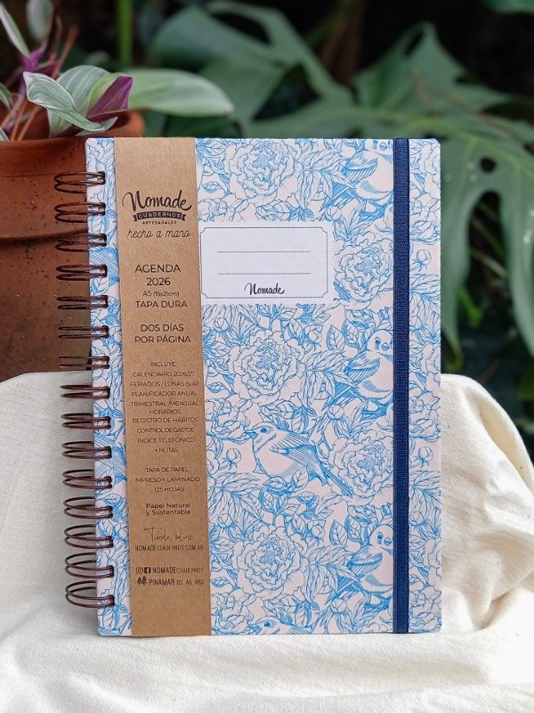 Producto - Agenda 2026 Anillada a5 (15x21cm) Dos días por página - Aves Vintage