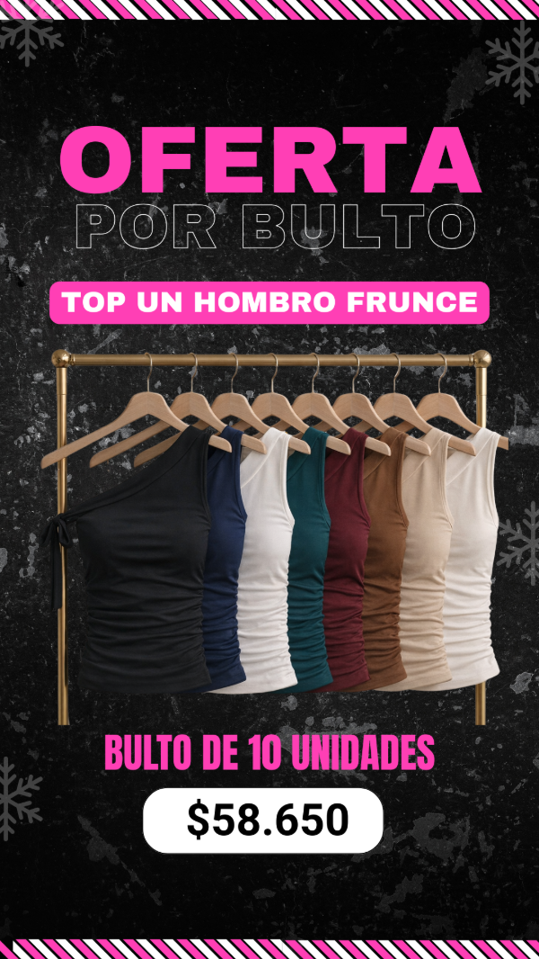 Producto - Top un hombro fruncido con nudo para atar x Bulto 10 unidades
