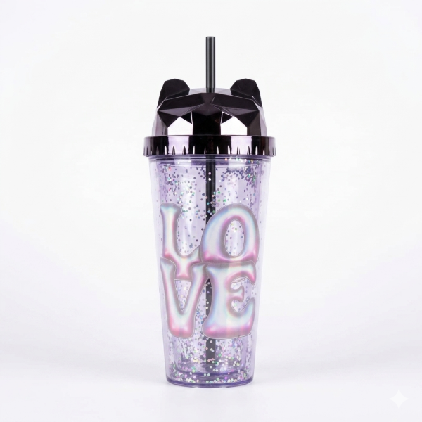 Producto - VASO PLASTICO CON SORBETE DOBLE CAPA LOVE