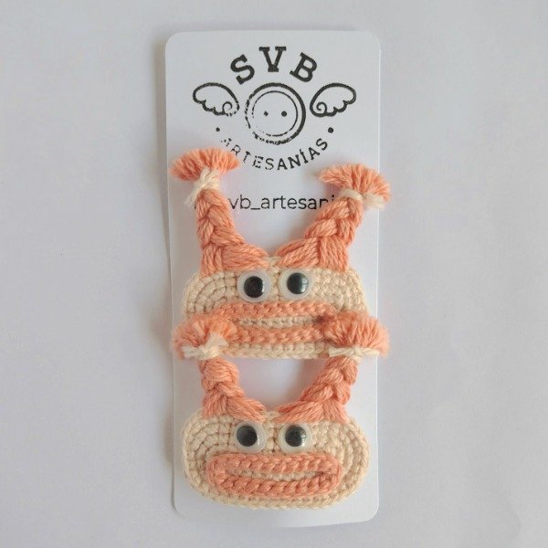 Producto - Hebillas para el pelo de boca de salchicha tejida crochet
