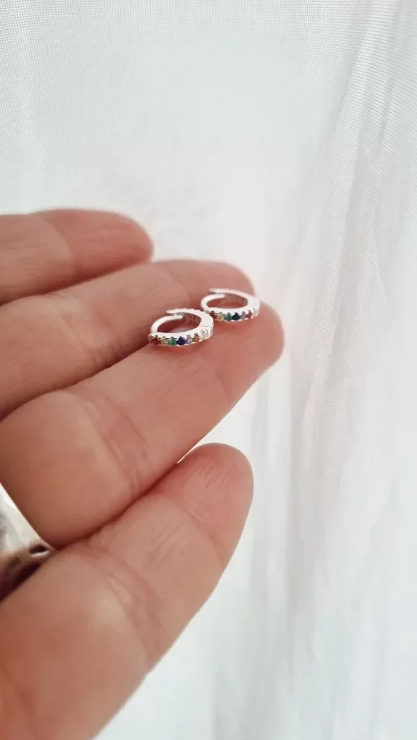 Producto - Aros multicolor cubic minis 1cm plata925