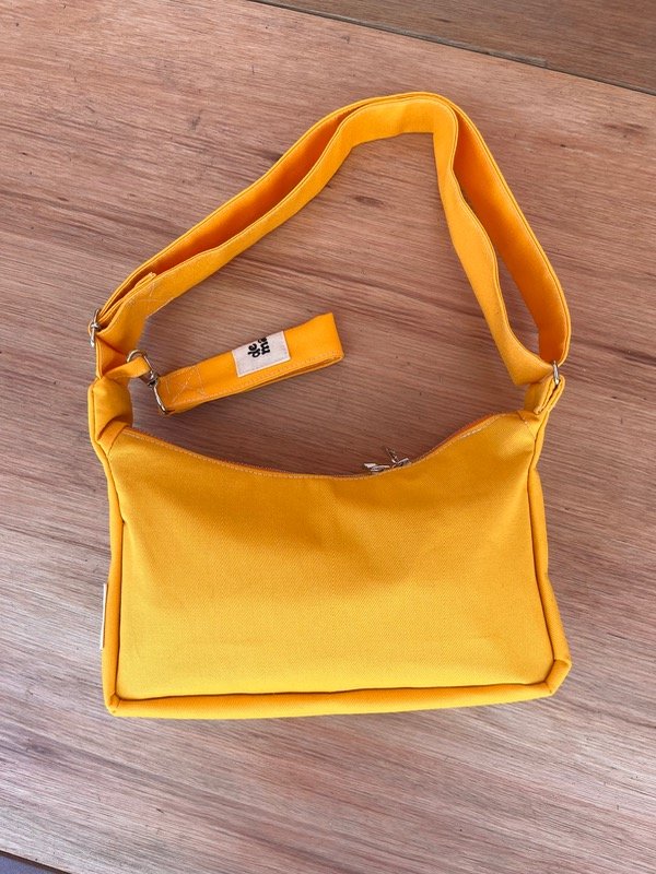 Producto - mini bolso CORAL: amarillo con cierres naranjas