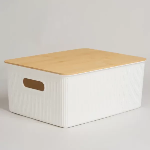 Producto - Caja de pp con tapa bambú Grande