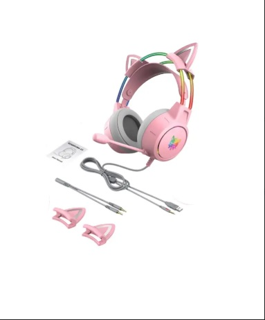 Producto - Auricular c/microfono -driver 50mm -acolchados -gamer -3.5mm + usb -diseño gato - 6