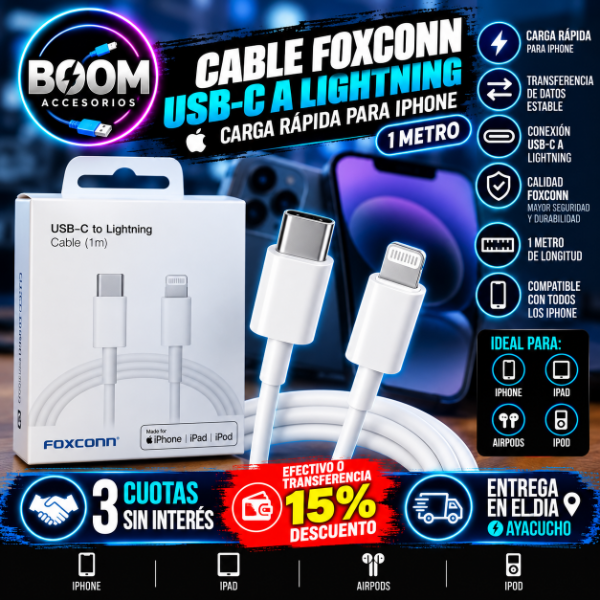 Producto - Cable Foxconn Usb-c A Lighting Carga Rápida Para iPhone