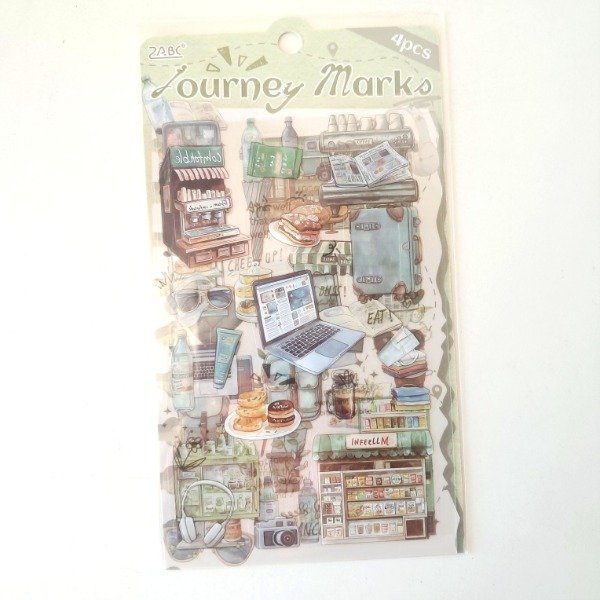 Producto - Set de 4 planchas de stickers PET - Journey Marks
