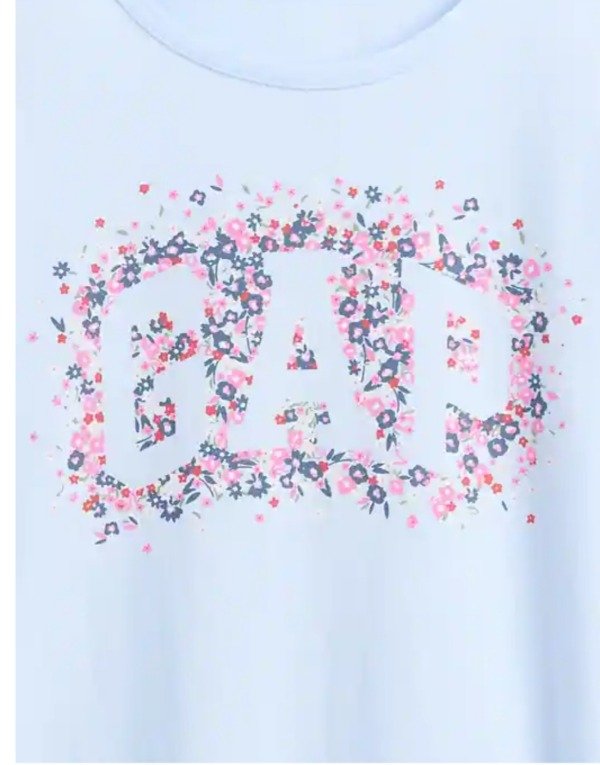 Remera manga larga gap talle 12 celeste logo flores — imagen 2