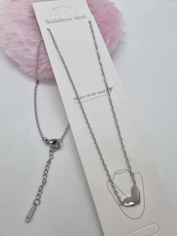 Producto - Cadena acero quirurgico dije corazón plat liso