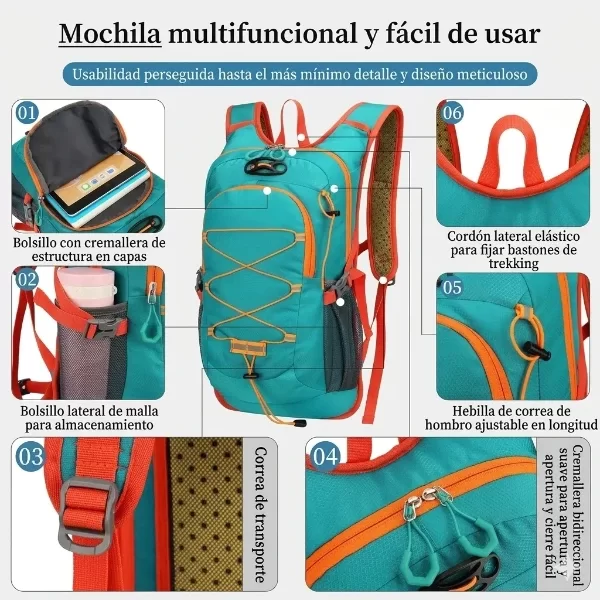 Producto - Mochila  para Trekking, Ciclismo con Mosqueton de Regalo - 5