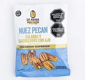 Producto - Nueces Pecán Saladas y Saborizadas con Ajo SIN TACC x 70g LA REINA