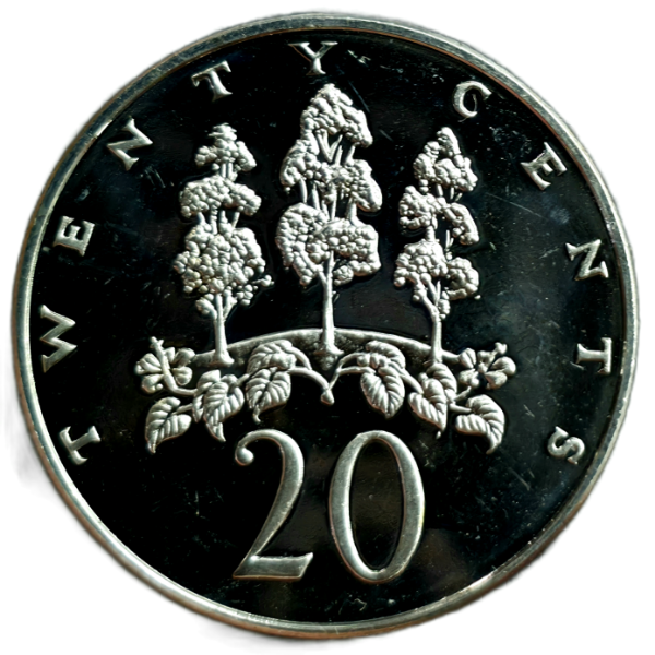 Producto - Jamaica 20 Cents 1973 PROOF Planta Mahoe (28.000) Km#55 Aunc