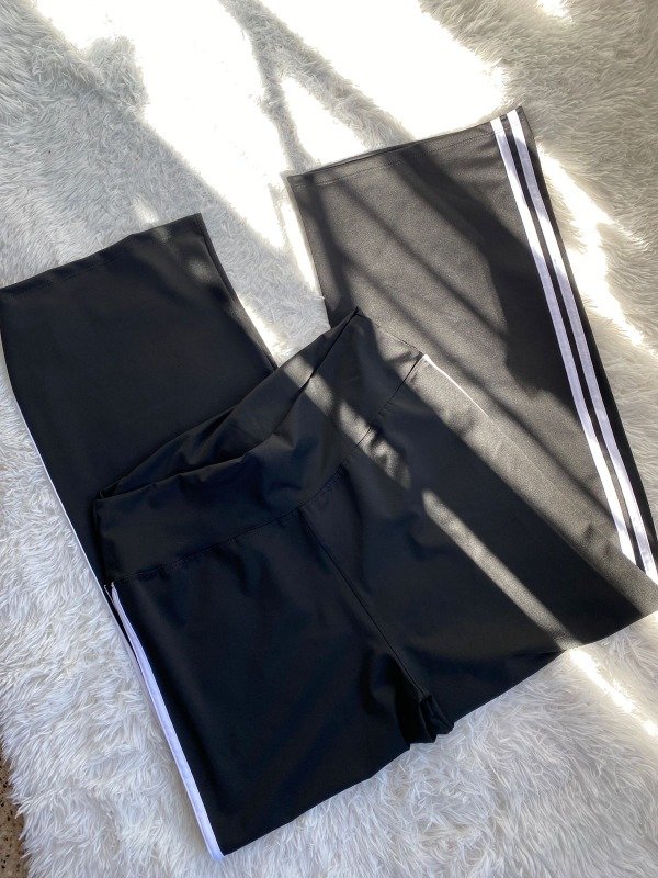 Producto - Calza Lineas Lycra Negro Ancha Tiro Alto 6 al 10