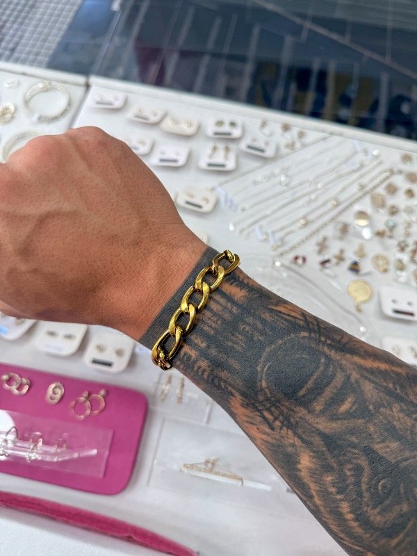 Producto - Pulsera acero dorado 3x1 gruesa (unisex)