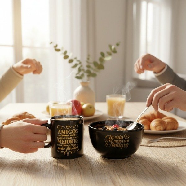 Producto - SET DE TAZA RECTA Y CUENCO XL NEGRO DIA DEL AMIGO