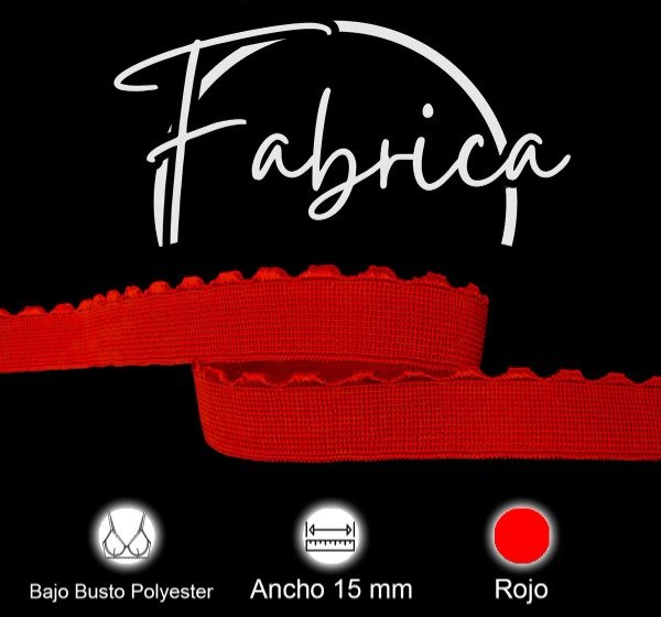 Producto - Bajo busto 15mm rojo polyester (1 metro)