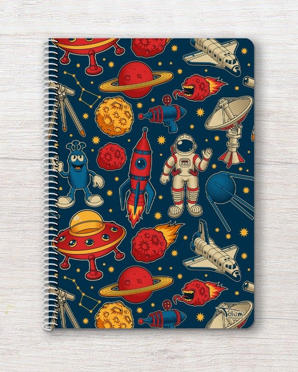 Producto - Cuaderno A4 tapa rígida plástica RAYADO 50h dis. espacial