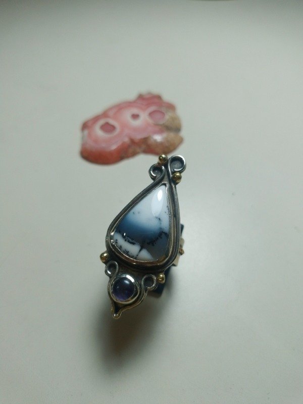 Producto - Anillo Opalo con dendritas y Amatista