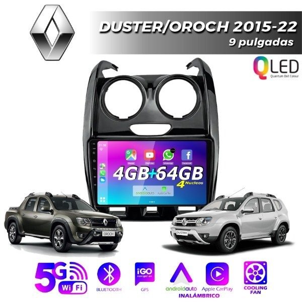 Producto - MULTIMEDIA RENAULT DUSTER OROCH 2015/22- 4G 64M - 9" CON CAR PLAY Y ANDROID AUTO