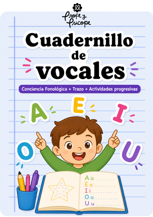 Producto - Cuadernillo de Vocales Conciencia Fonológica Trazo Actividades Progresivas