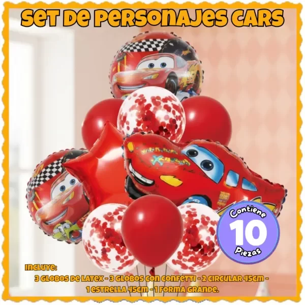 Producto - set de globos cars x 10 piezas en blister