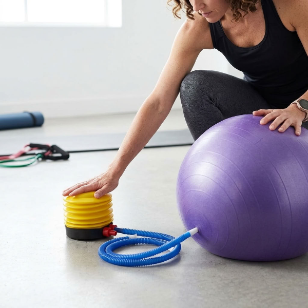 Producto - Inflador pelotas de esferodinamia con fuelle para inflar a pie o mano. - 2