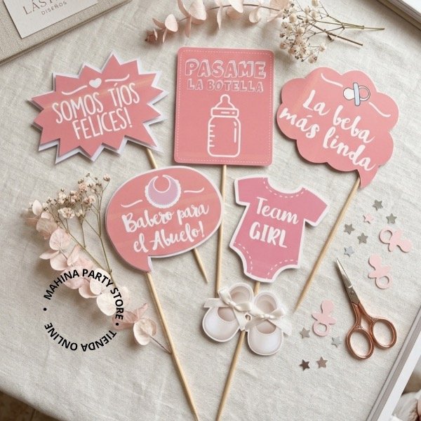 Producto - Carteles / photo drops Baby shower nena x 5