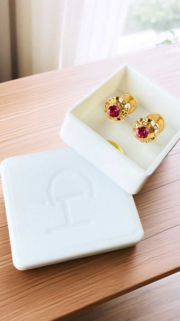 Producto - Abridores CH de ORO 18K piedra rosada AB14