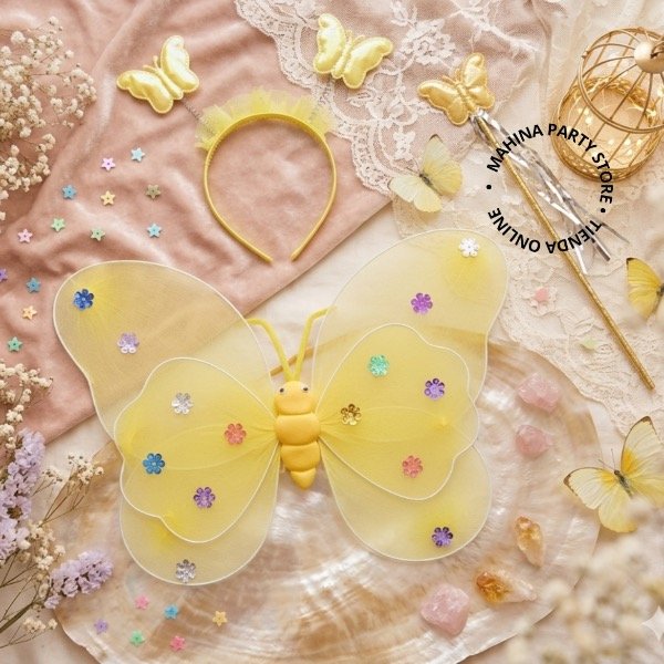 Producto - Set Alas mariposa amarillo 3 piezas