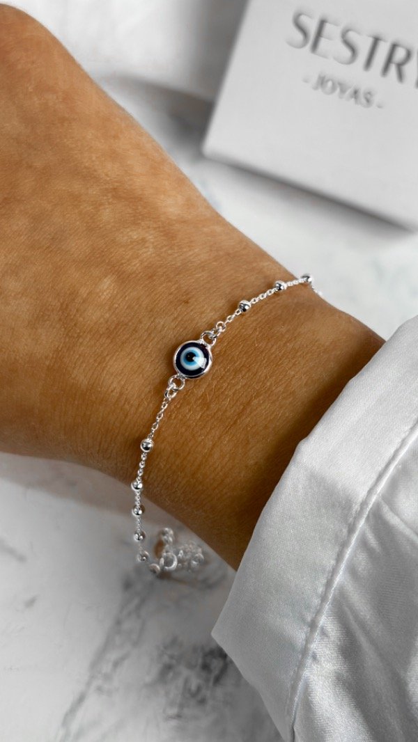 Producto - Pulsera bolitas ojo turco (regulable)