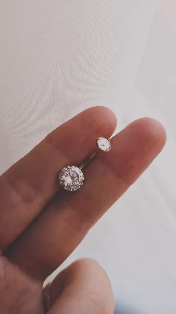 Producto - Piercing ombligo dobl3 circulo strass blanco acero dorado