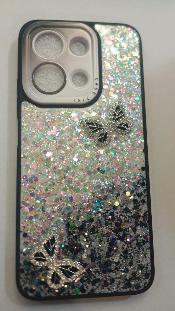 Producto - Funda con glitter y charms Negro para Xiaomi Redmi Note 15C